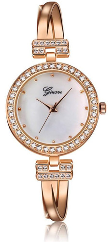 Reloj De Pulsera Analógico Para Mujer Con Bangle Rosa Oro