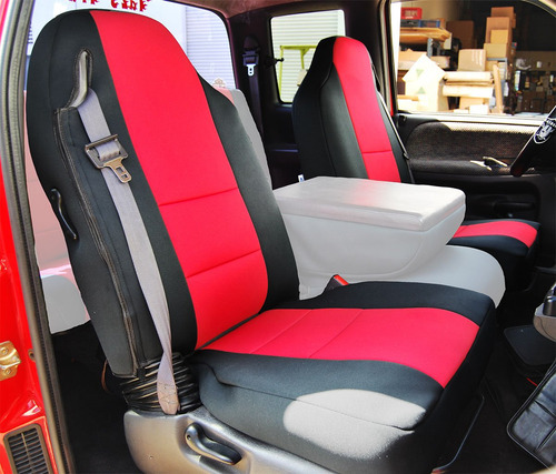 Iggee Dodge Ram Negro Rojo Cuero Artificial Hecho Medida