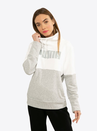 Imagen 2 de 5 de Poleron Puma Cb Puma Cowl Neck Fl Blanco