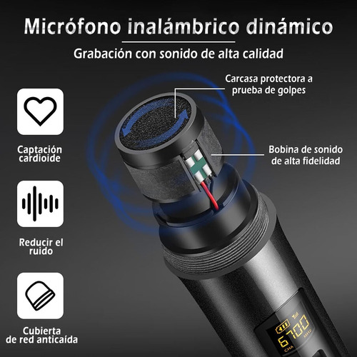 2 Micrófono Inalámbrico Profesional De Karaoke Con Receptor