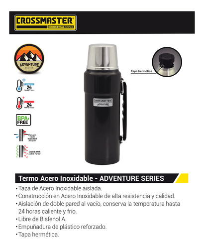 Imagen 2 de 4 de Termo Crossmaster Adventure Series 1.2l Acero Inox 9938515