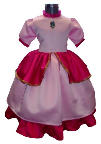 Vestido Disfraz Princesa Peach Para Niña