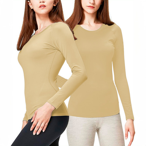 Set 2 Playera Manga Larga Mujer Cuello Redondo Termica Dama