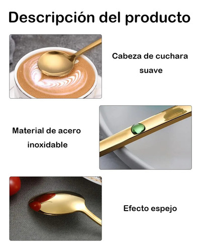 Juego De 8 Cucharas De Café Doradas, Elegantes Cucharas Para