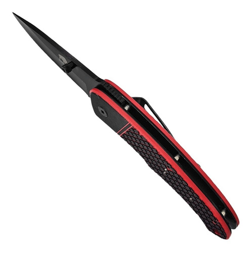 Imagen 3 de 10 de Navaja Cuchillo Supervivencia Rescate Negro Rojo Grip