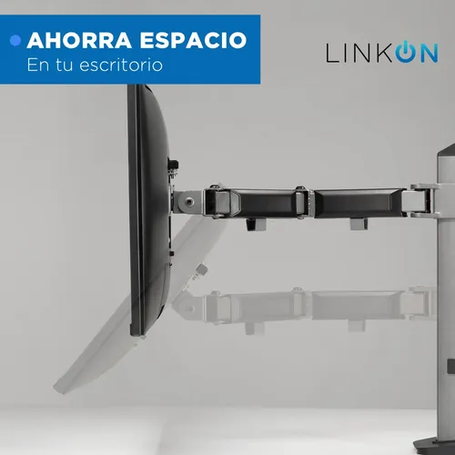 Soporte Brazo Articulado Doble Monitor Linkon Escritorio Negro