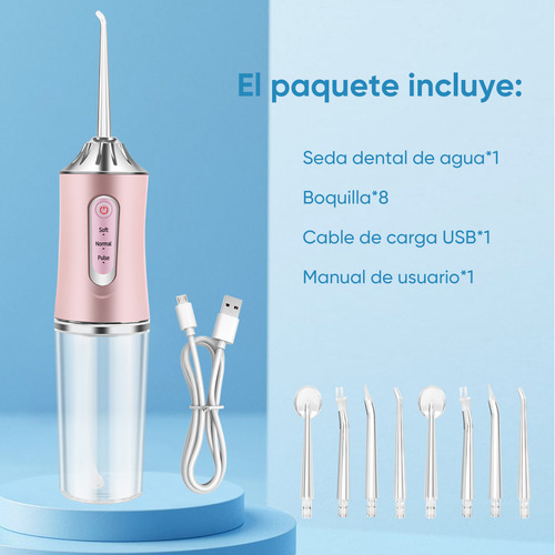 Irrigador Bucal Limpiador De Dientes Recargable 8 Puntas