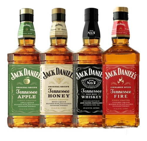 Jack Daniels Mega Pack 750ml X4 Uds. N°7-honey-fire-apple