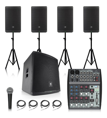 Kit Audio Jbl Eon715 + Eon718s + Mezcladora + Envío Expressa