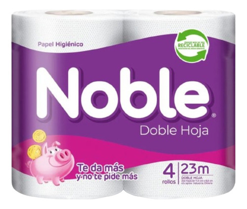 Papel Higienico Noble Doble Hoja 23 Metros 4 Rollos