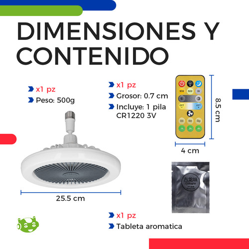 Ventilador De Techo Con Luz Led De 10 Pulgadas Para Aromaterapia Slim Company Conector E27 Ajustable 120v 30w 350 Rpm 5 Aspas 3 Velocidades Con Control Remoto 3 Intensidades Color Gris