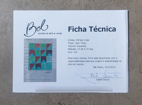 Alfredo Volpi Pintura Aquarela Sobre Papel