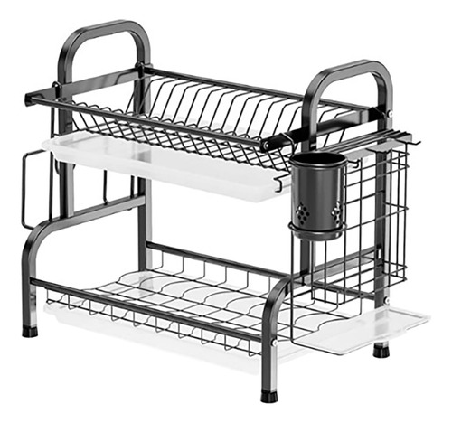 Estante De Acero Inoxidable De 2 Niveles Para Secar Platos C