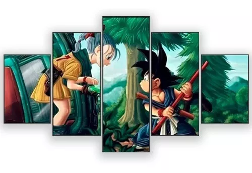 Quadro Decorativo Dragon Ball Z Goku Super Sayajin 5 peças m11