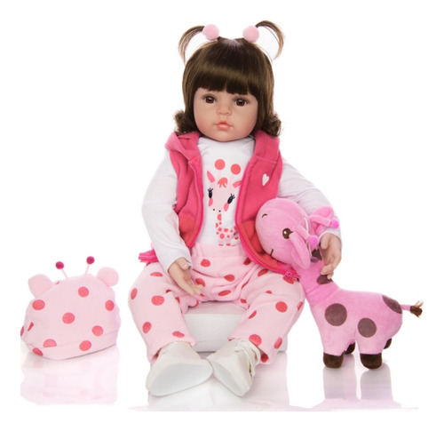Boneca Bebê Reborn Girafinha Banho Silicone Realista