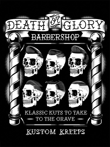 Poster Barbershop - Death Or Glory / Skull