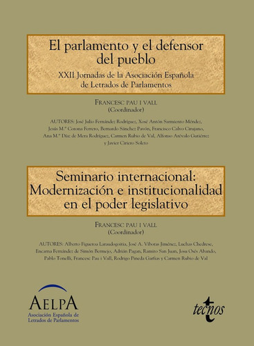 El Parlamento Y El Defensor Del Pueblo. Seminario Internacional: Modernizaciãâ³n E Institucional..., De Pau I Vall, Francesc. Editorial Tecnos, Tapa Blanda En Español