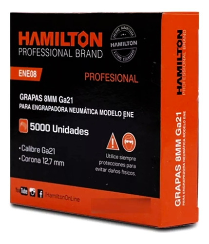 Grapas Calibre Ga21 X 8mm Para Engrapadora Hamilton Ene