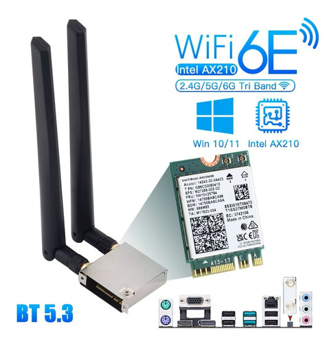 Placa De Rede Wifi 6e Bluetooth 5.3 Ax210 M.2 Sem Fio