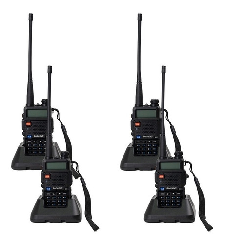 Kit 4 Radio Comunicador Dual Band Baofeng Uv-5r Vhf Uhf