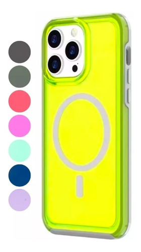 Funda Case Neon Fosforecente Retro Color Para iPhone Magsafe