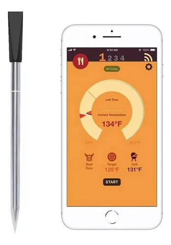 Termometro De Carne Alimento Liquid Bluetooth App Acero Inox