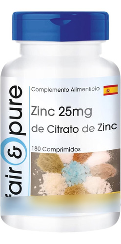 Zinc 25mg De Citrato De Zinc 180 Compridos