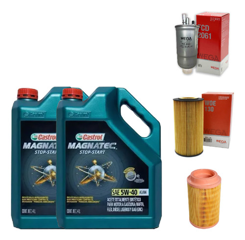 Kit 3 Filtros + 8l Aceite Castrol 5w40 Ford Ranger 3.0