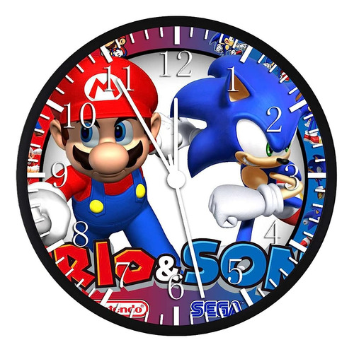 12 Pulgadas Super Mario Super Sonic Reloj De Pared Sin Ticta