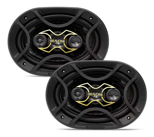 Par Alto Falante Bravox 6x9 B4x69 Gold 140w Rms Quadriaxial