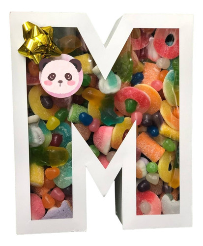 Imagen 2 de 6 de Cajas De Regalo Forma De Letras Rellena De Gomitas Y Dulces