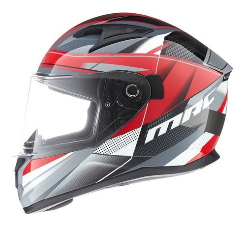 Casco Moto Mac 825 Speed Razor Gris/blanco/rojo