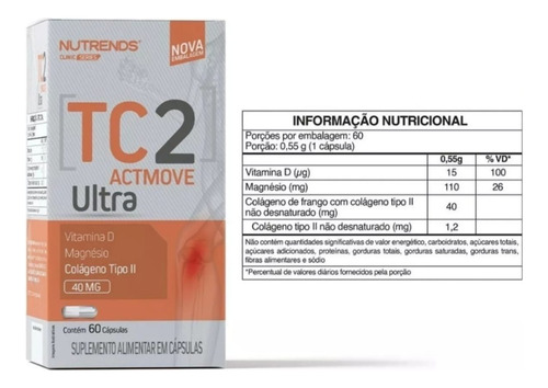 Tc2 Actmove Ultra Colageno Tipo 2 (uc2) 40mg 60caps Nutrends