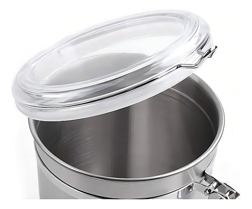 Kit 4 Potes Herméticos Inox Com Tampa Transparente E Trava