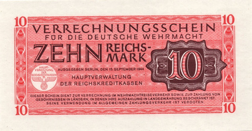 Alemania 10 Reichsmark 1944 Tercer Reich Estado 10