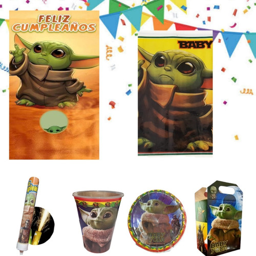 Yoda Baby Paq Fiesta Artículos Cumpleaños 10 Niños Tematica