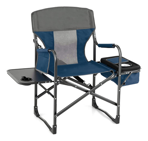 Silla De Campamento Plegable Con Mesa Auxiliar, Bolsa Nevera