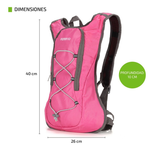 Imagen 3 de 9 de Mochila Hidratante 2lts Running Senderismo Ciclismo Trekking