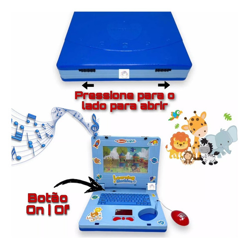 Notebook Brinquedo Laptop Infantil Musical Luz Som Educativo Cor Azul