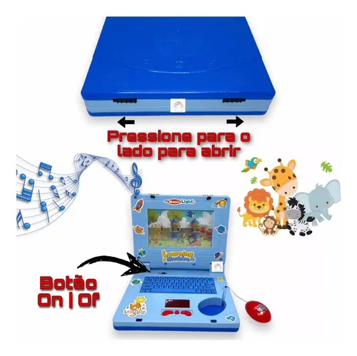 comprar Notebook Brinquedo Laptop Infantil Musical Luz Som Educativo Cor Azul