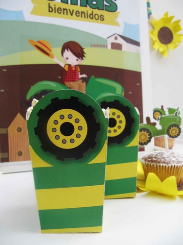 Imagen 6 de 9 de Kit Imprimible Tractor Verde Personalizado Cumpleaños