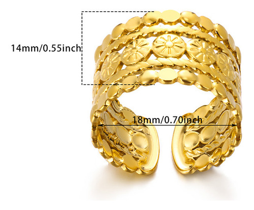 Anillo Geométrico Multicapa Para Mujer De Acero Inoxidable H