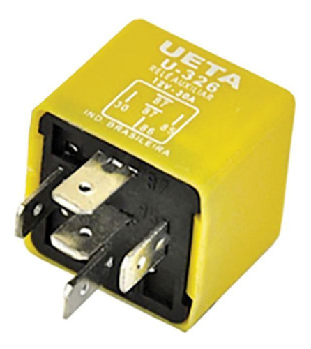 Rele Aux 5 Terminais 12v Sem Suporte 2x30a Amarelo Ar Cond