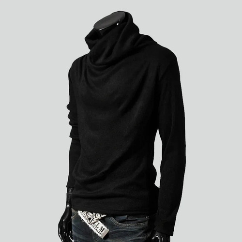 Camiseta Casual De Manga Larga Con Cuello Alto Y Corte Ajust