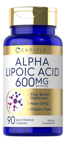 Suplemento De Ácido Alfa Lipoico Carlyle 600 Mg Más Biotina