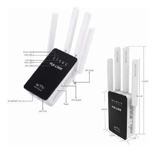 Imagen 4 de 4 de Repetidor De Wifi 4 Antenas Wifi Rompemuros Router 300mbps