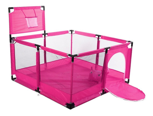 Corral Seguridad Bebes Con Aro De Basket 128cm Rosado