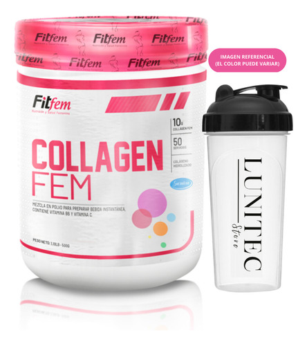 Colágeno Fitfem Collagen Fem 500g Naranja + Shaker