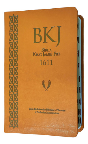 Biblia King James 1611 Com Pilcrows, Referencias, Profecias Messianicas E Palavras Em Vermelho - Capa Luxo Caramelo Com Indice