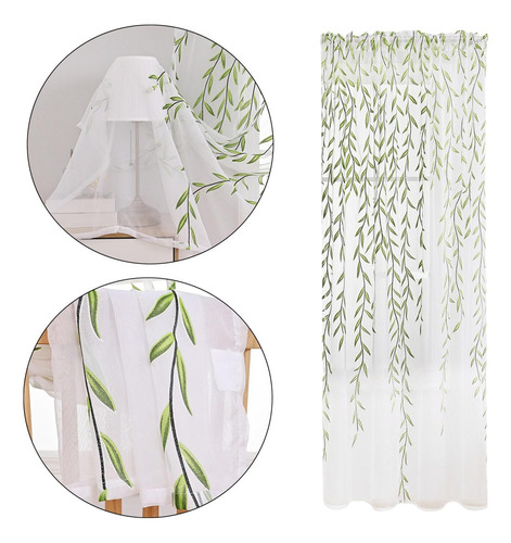 Moderna Cortina Transparente Verde Con Ventana Lavable Para